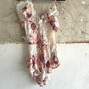 Free People Teddy Romper Bodysuit Hold Me Closer Intimatley Pink Floral Ruffle S